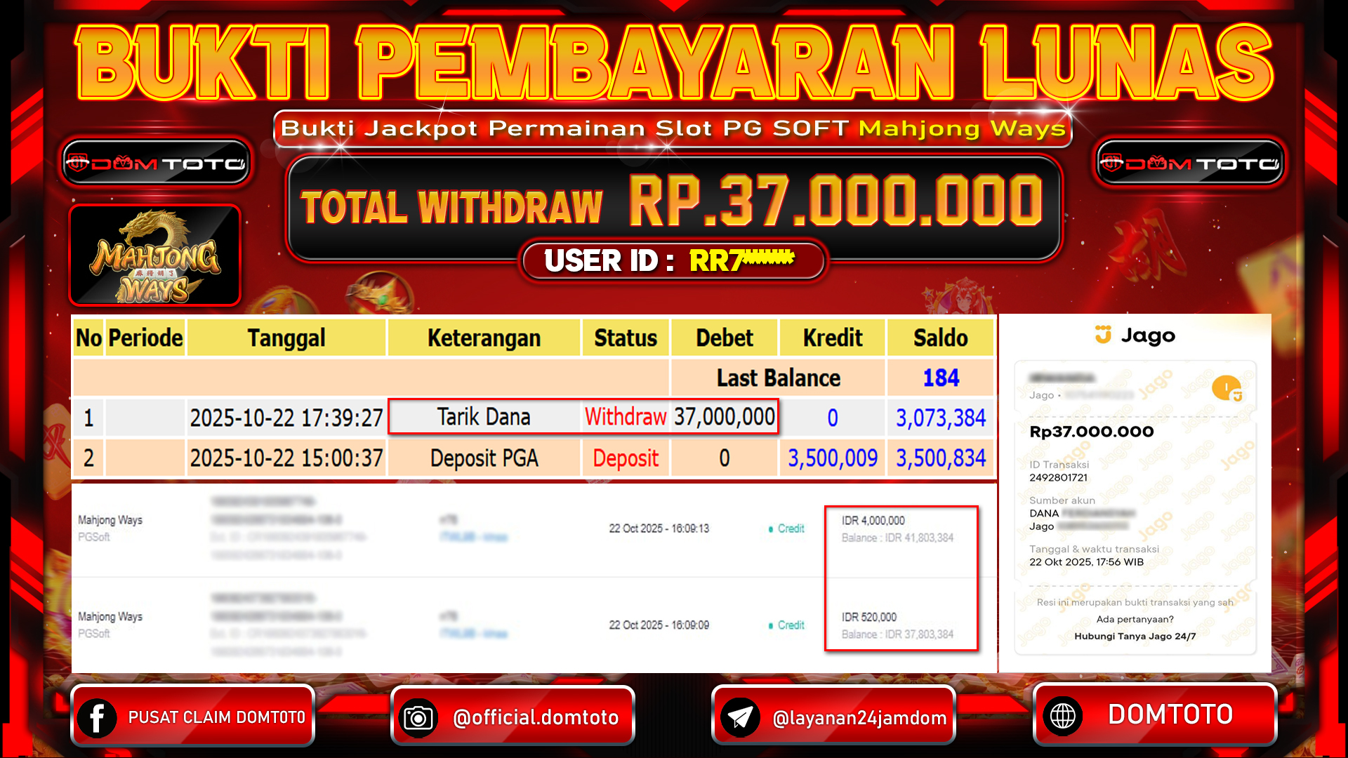 JACKPOT Slot Mahjong Ways  PG Soft 22 OKTOBER 2025
